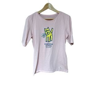 Life is Good dog Kindness is Free short sleeve pink T Shirt size M